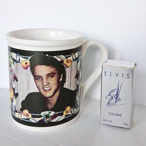 Vintage Elvis Fragrance Mini Bottle Original Box .25 Oz & Elvis Coffee Mug